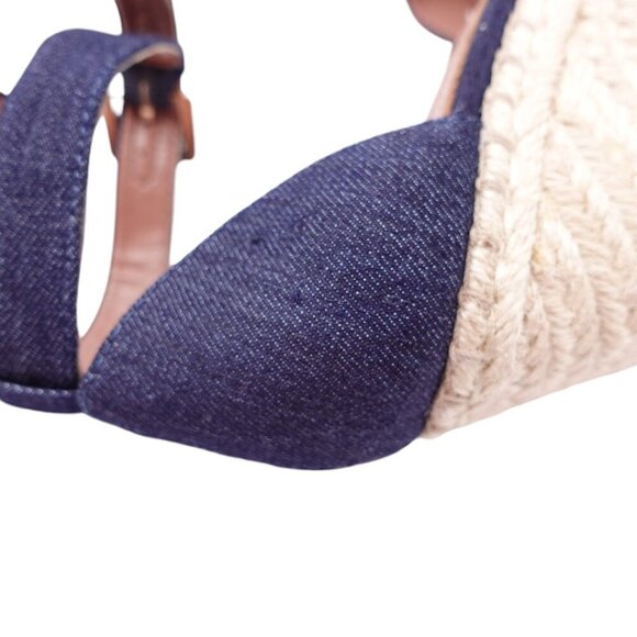 NWOB BCBGMAXAZRIA Abell Espadrille Sandal Sz 38.5 Blue Denim Wedge Ankle Strap - Picture 11 of 14